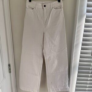 G. Label by Goop White Denim High Rise Wide Leg Long Jeans sz XS / 26